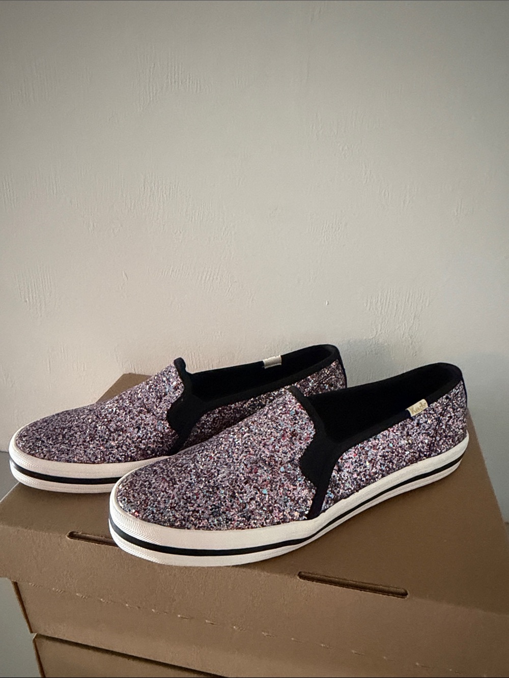 KEDS x KATE SPADE Double Decker Multicolor Glitter Slip On Sneakers Size 9 Women - Picture 9 of 15